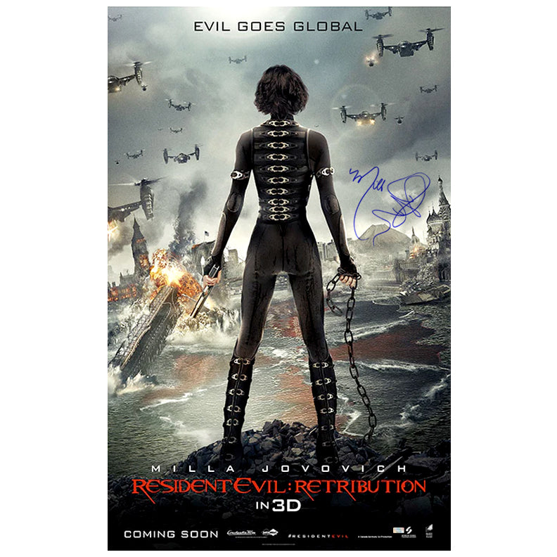 Milla Jovovich Autographed 2012 Resident Evil Retribution 27x40 Original Double-Sided Movie Poster