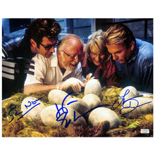 Load image into Gallery viewer, Laura Dern, Jeff Goldblum, Sam Neill Autographed 1993 Jurassic Park Hatchery 11x14 Photo