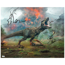 Load image into Gallery viewer, Laura Dern, Jeff Goldblum, Sam Neill Jurassic World Autographed T-Rex 16x20 Photo