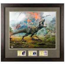 Load image into Gallery viewer, Laura Dern, Jeff Goldblum, Sam Neill Jurassic World Autographed T-Rex 16x20 Photo