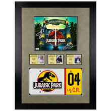 Load image into Gallery viewer, Sam Neill, Laura Dern, Jeff Goldblum Autographed Welcome to Jurassic Park 8x10 Photo License Plate Framed Display