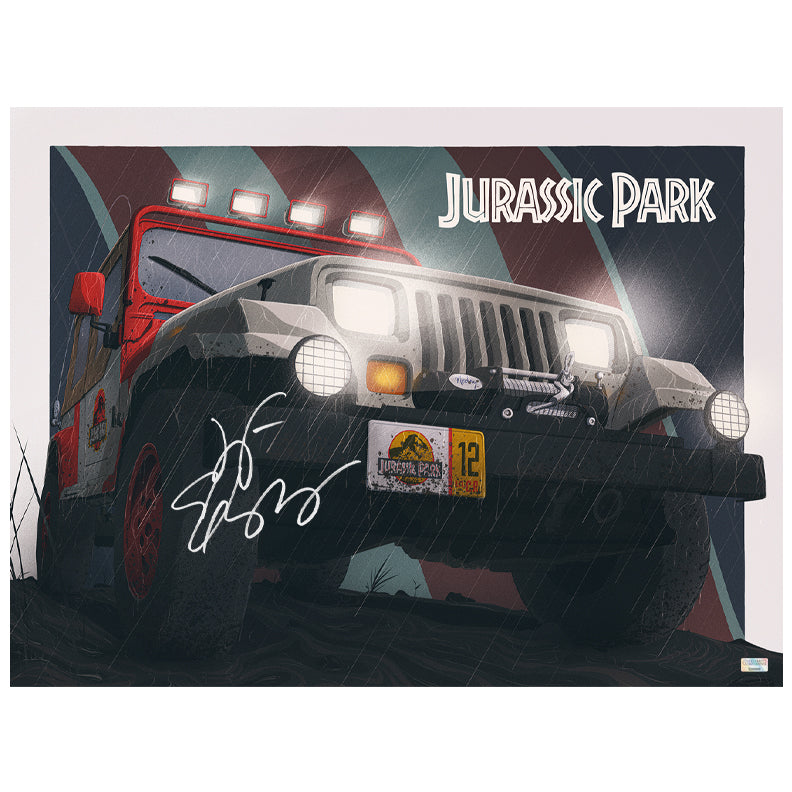 Laura Dern, Jeff Goldblum, Sam Neill Autographed Jurassic Park Jeep 18x24 Giclee Limited Edition Print Pre-Order
