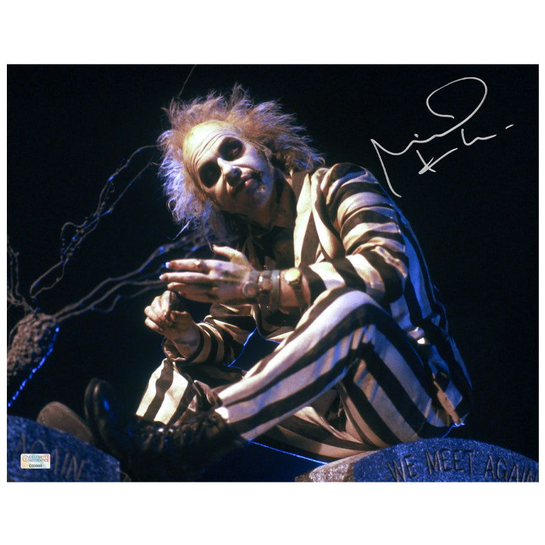 Michael Keaton Autographed 1988 Beetlejuice 11x14 Scene Photo