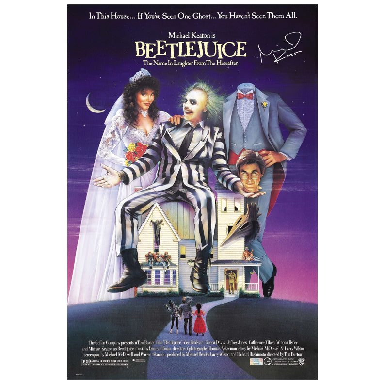Michael Keaton Autographed 1988 Beetlejuice 16x24 Movie Poster