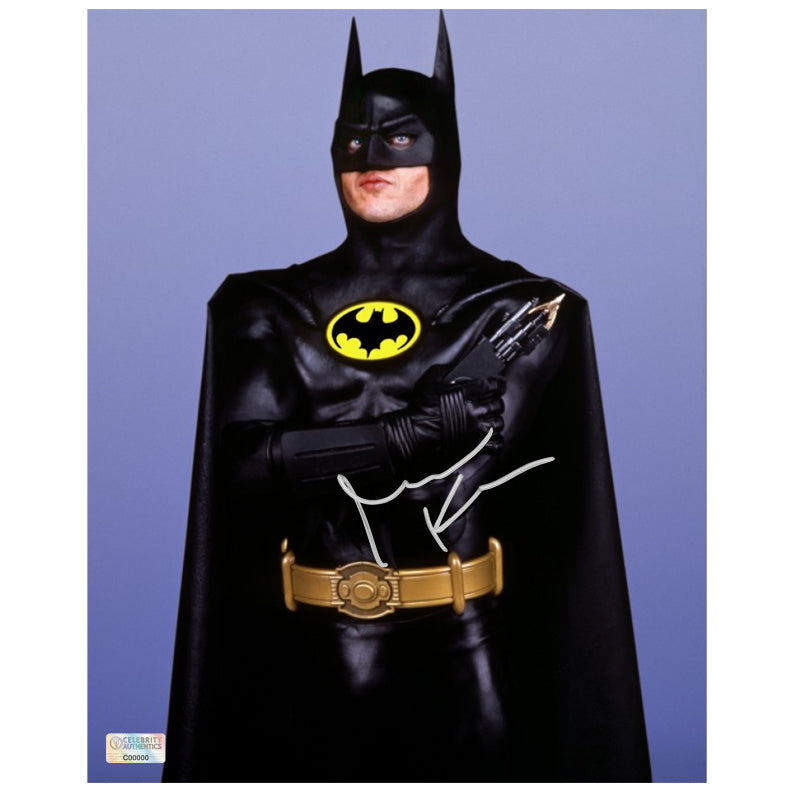 Michael Keaton Autographed 1989 Batman with Grapnel 8x10 Studio Photo