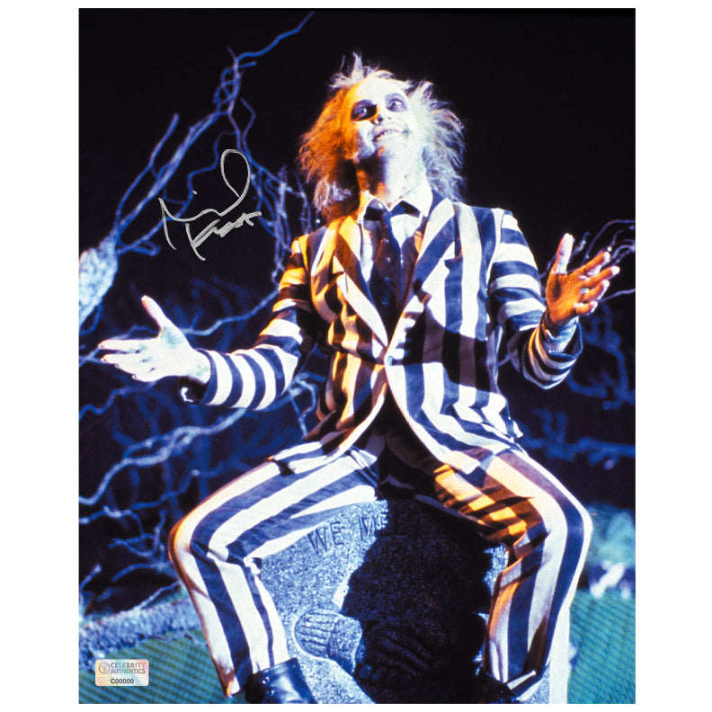 Michael Keaton Autographed 1988 Beetlejuice Crypt 8x10 Photo