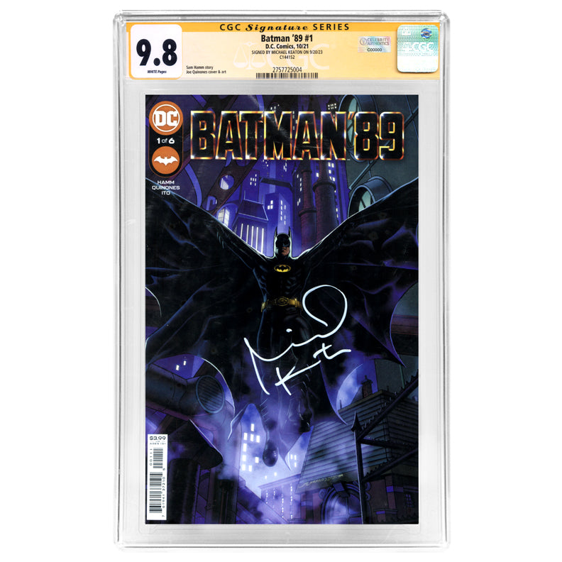 Michael Keaton Autographed 2021 Batman '89 # 1 Joe Quinones Cover CGC SS 9.8