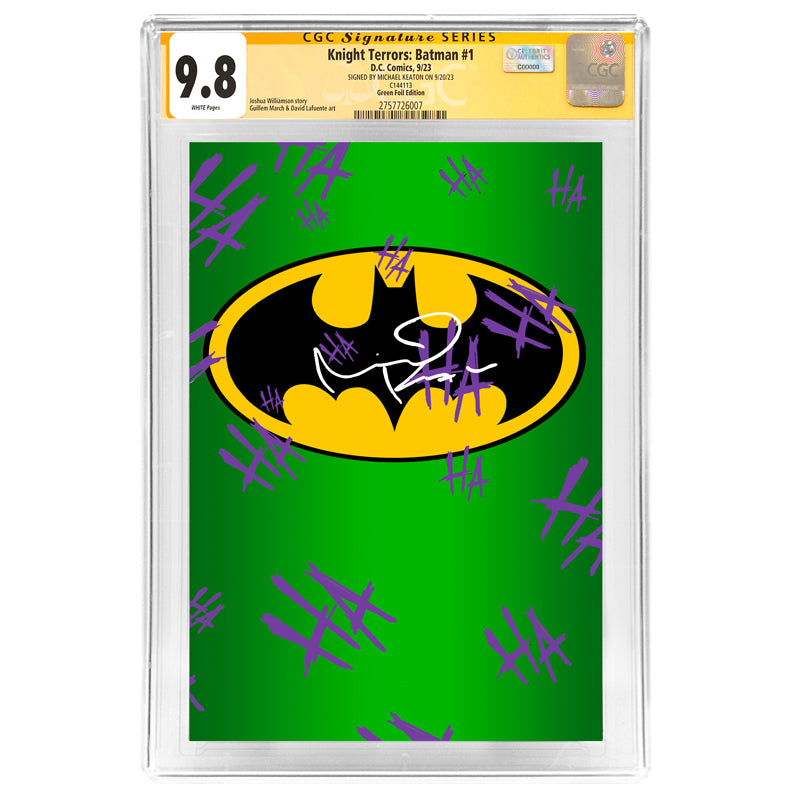 Michael Keaton Autographed 2023 Knight Terrors: Batman #1 Green Foil Edition CGC SS 9.8 (mint)