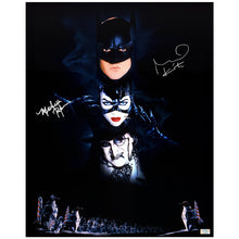 Load image into Gallery viewer, Michael Keaton, Michelle Pfeiffer Autographed 1992 Batman Returns Trio 16x20 Photo