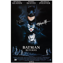 Load image into Gallery viewer, Michael Keaton, Michelle Pfeiffer Autographed 1992 Batman Returns 16x24 Movie Poster