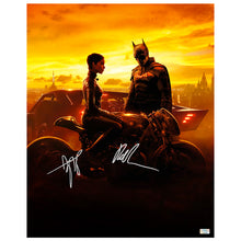 Load image into Gallery viewer, Robert Pattinson, Zoe Kravitz Autographed 2022 The Batman Gotham&#39;s Defenders 16x20 Photo