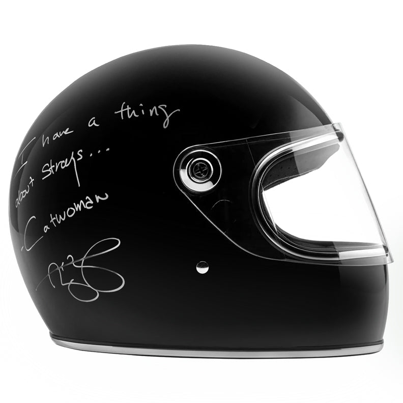 catwoman motorcycle helmet Zoe Kravitz Autographed Catwoman Selina Kyle Authentic Movie Helmet with Inscriptions