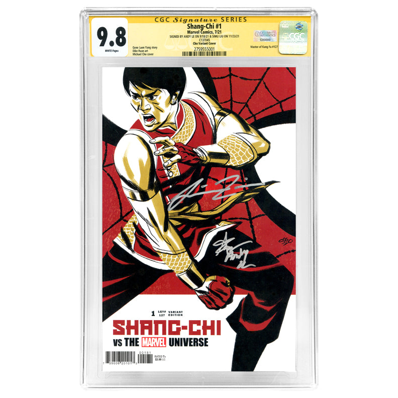Andy Le, Simu Liu Autographed Shang-Chi #1 Cho Variant Cover CGC SS 9.8