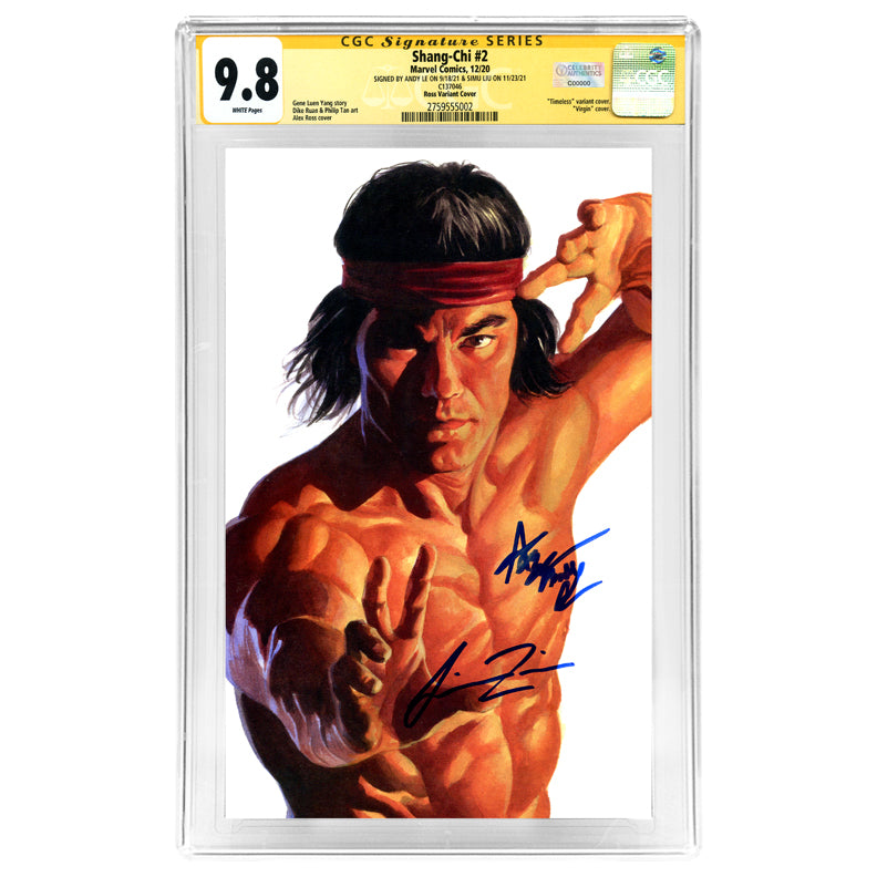 Andy Le, Simu Liu Autographed Shang-Chi #2 Ross Variant Cover CGC SS 9.8