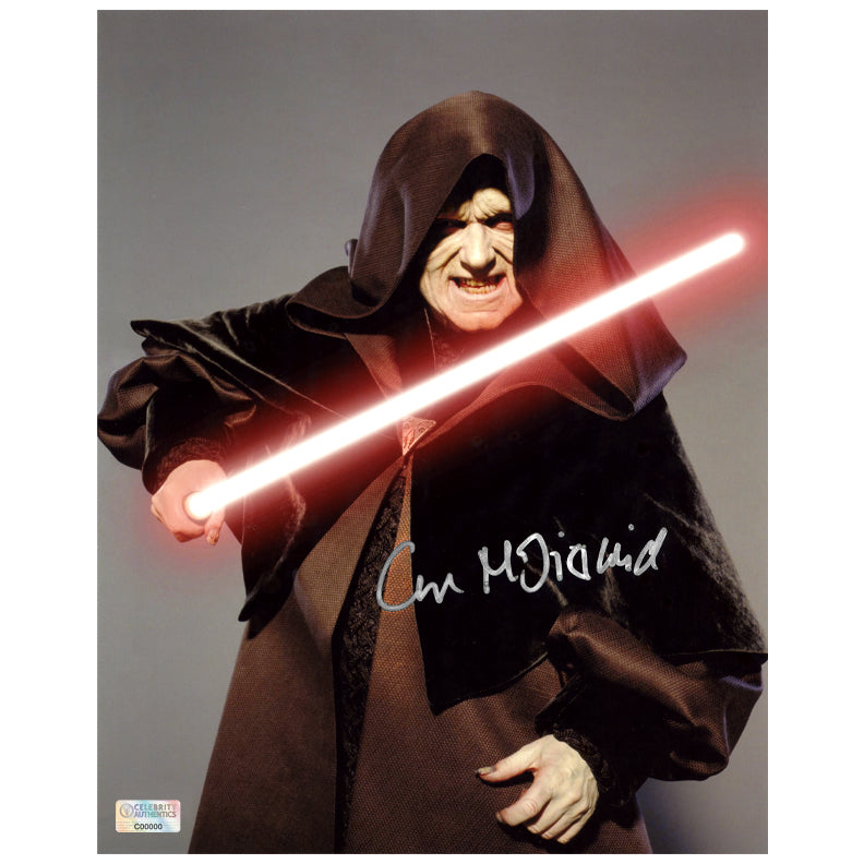 Ian McDiarmid Autographed Star Wars Darth Sidious Close up 8x10 Photo