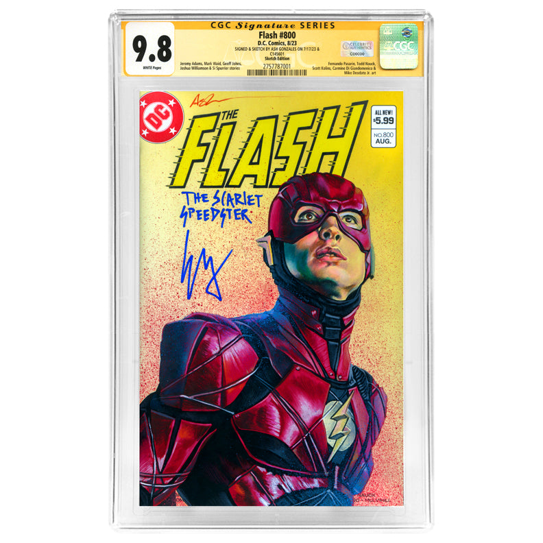 Ezra Miller Autographed 2023 Flash #800 Original Ash Gonzalez Sketch Cover CGC SS 9.8