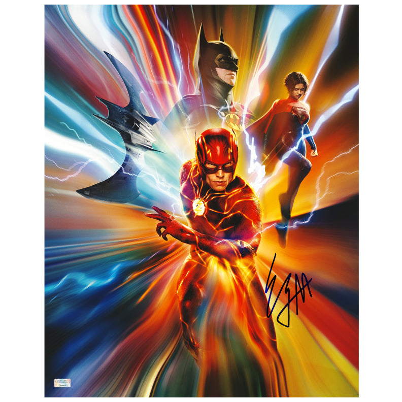 Sasha Calle, Ezra Miller Autographed 2023 The Flash Multiverse Flash, Supergirl, Batman 16x20 Photo Pre-Order