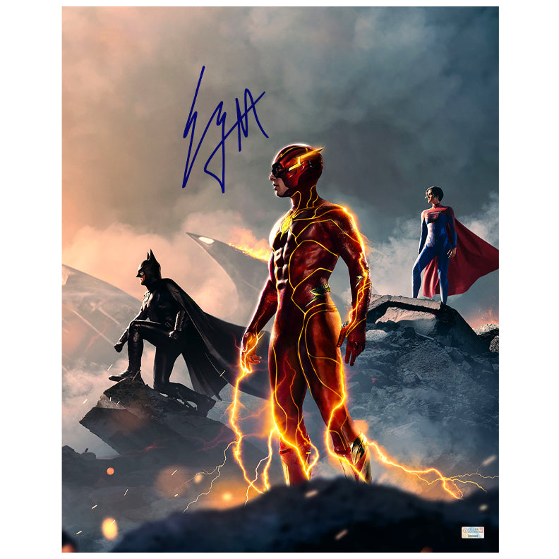Sasha Calle, Ezra Miller Autographed 2023 The Flash Heroes Flash, Supergirl, Batman 16x20 Photo Pre-Order