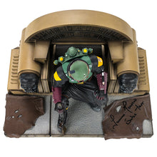 Load image into Gallery viewer, Temuera Morrison Autographed Diamond Select Star Wars Premier Collection The Mandalorian Boba Fett on Throne Statue