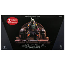 Load image into Gallery viewer, Temuera Morrison Autographed Diamond Select Star Wars Premier Collection The Mandalorian Boba Fett on Throne Statue