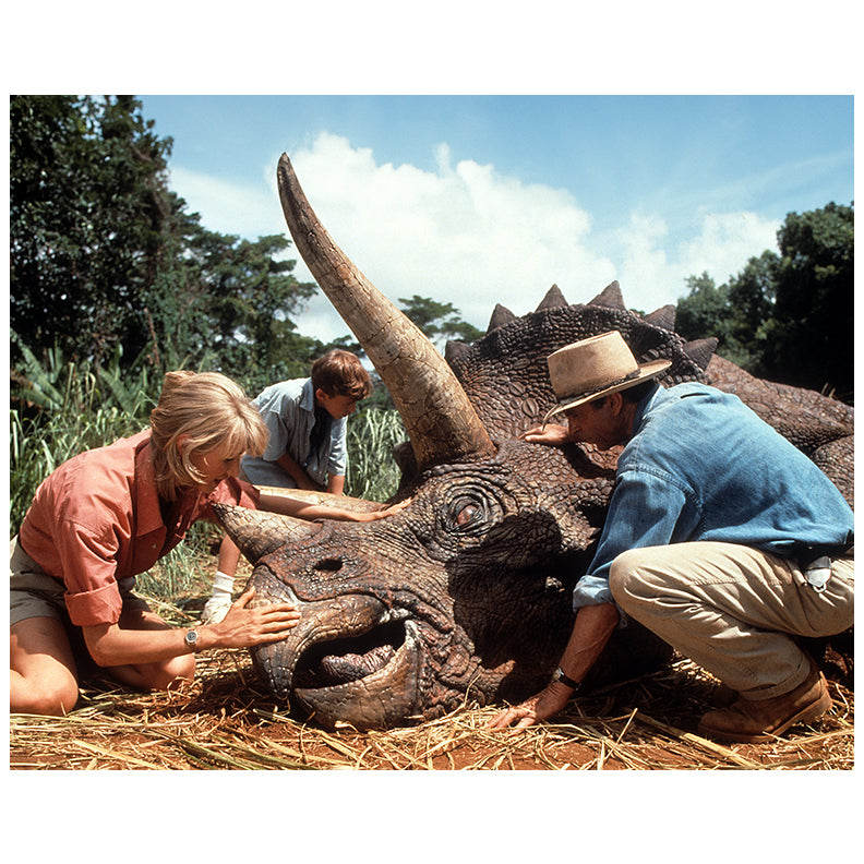 Laura Dern, Sam Neill Autographed 1993 Jurassic Park Triceratop Rescue 8x10 Photo Pre-Order