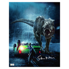 Load image into Gallery viewer, Sam Neill Autographed 1993 Jurassic Park T-Rex Diversion 11x14 Photo