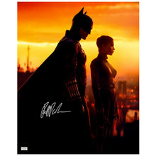 Load image into Gallery viewer, Robert Pattinson Autographed 2022 The Batman Catwoman and Batman Cityscape 16x20 Photo