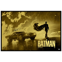 Load image into Gallery viewer, Robert Pattinson Autographed 2022 The Batman 36x24 Foil Variant Giclée by Matt Feruson