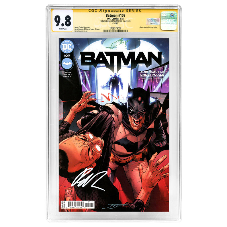 Robert Pattinson Autographed 2021 Batman #109 Jorge Jimenez Cover CGC SS 9.8