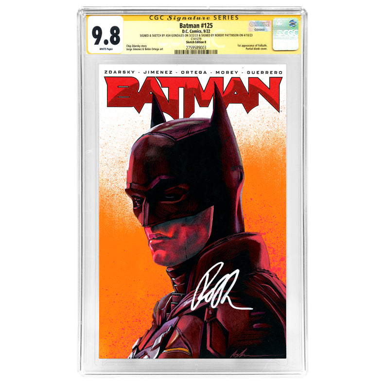 Robert Pattinson Autographed 2022 Batman Detective Comics #125 Original Ash Gonzales Sketch CGC SS 9.8