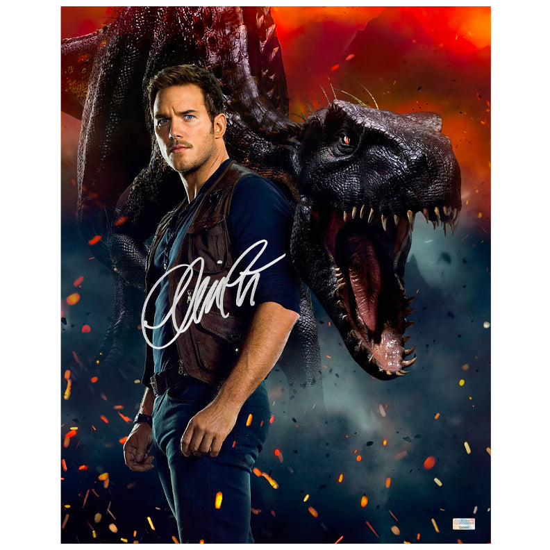 Chris Pratt Autographed Jurassic World: Fallen Kingdom Owen and Indoraptor 16×20 Photo