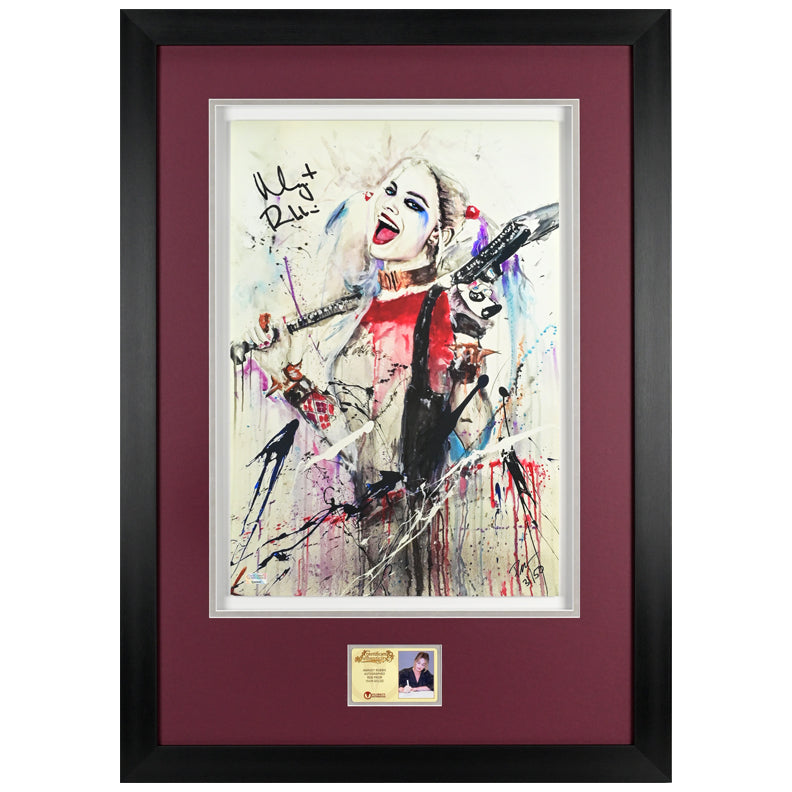 Margot Robbie Autographed Rob Prior Harley Quinn 13x19 Giclee Framed Print