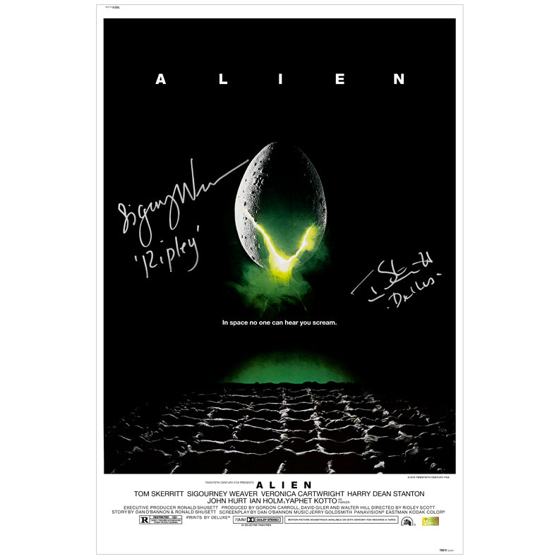 Sigourney Weaver, Tom Skerritt Autographed 1979 Alien 16x24 Movie Poster