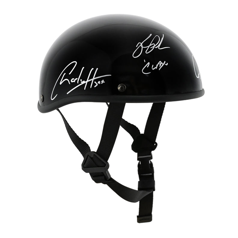 Charlie Hunnam, Ron Perlman, Theo Rossi and Ryan Hurst Cast  Autographed Sons of Anarchy Jax Screen Accurate Motorcycle Helmet