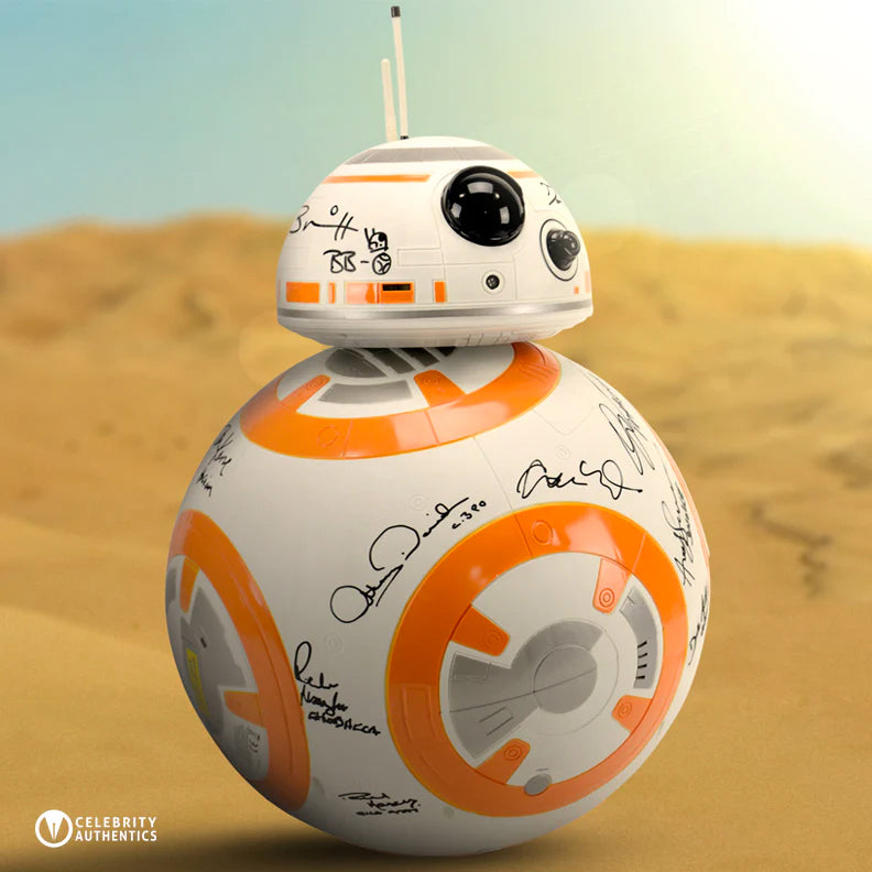 Daisy Ridley, Mark Hamill, Adam Driver, John Boyega Star Wars The Force Awakens Cast Autographed 18″ BB-8 Droid