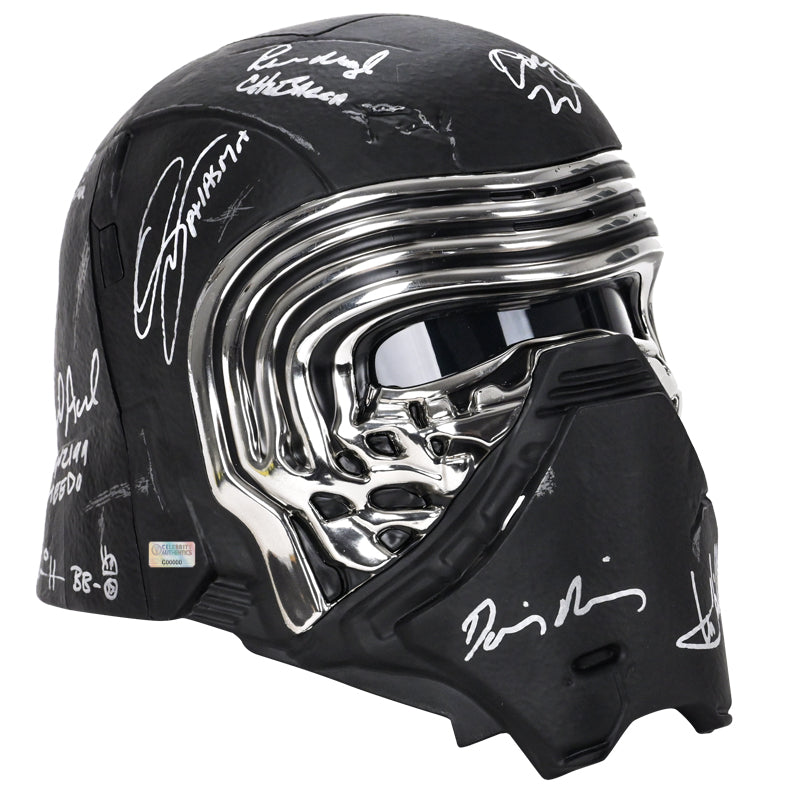 Daisy Ridley, Mark Hamill, Adam Driver, John Boyega Star Wars The Force Awakens Cast Autographed Kylo Ren Voice Changing Helmet