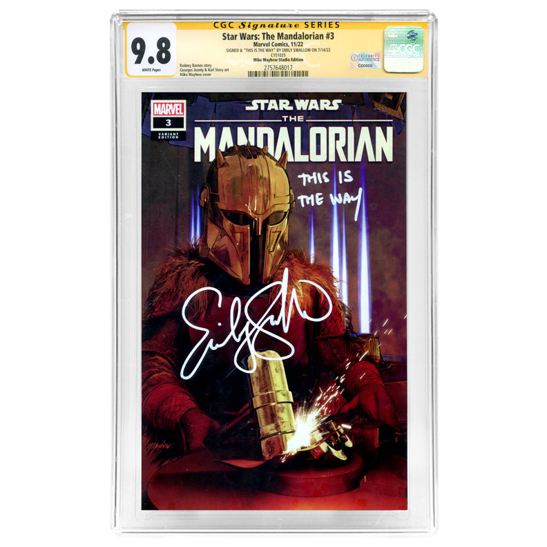 Emily Swallow Autographed 2022 Star Wars The Mandalorian #3 Mike Mayhew Variant CGC SS 9.8