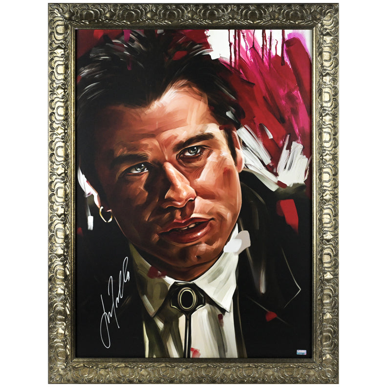 John Travolta Autographed Pulp Fiction Vincent Vega 18x24 Framed Panel