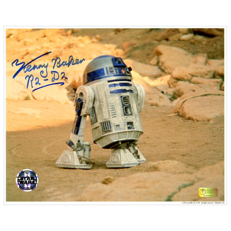 Kenny Baker Autographed Star Wars Desert Scene R2-D2 8x10 Photo