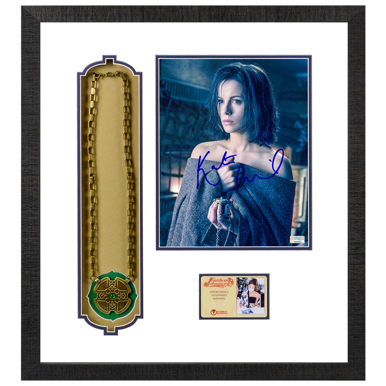 Kate Beckinsale Autographed Underworld Selene 8x10 Photo with Lucian’s Pendant Framed Display