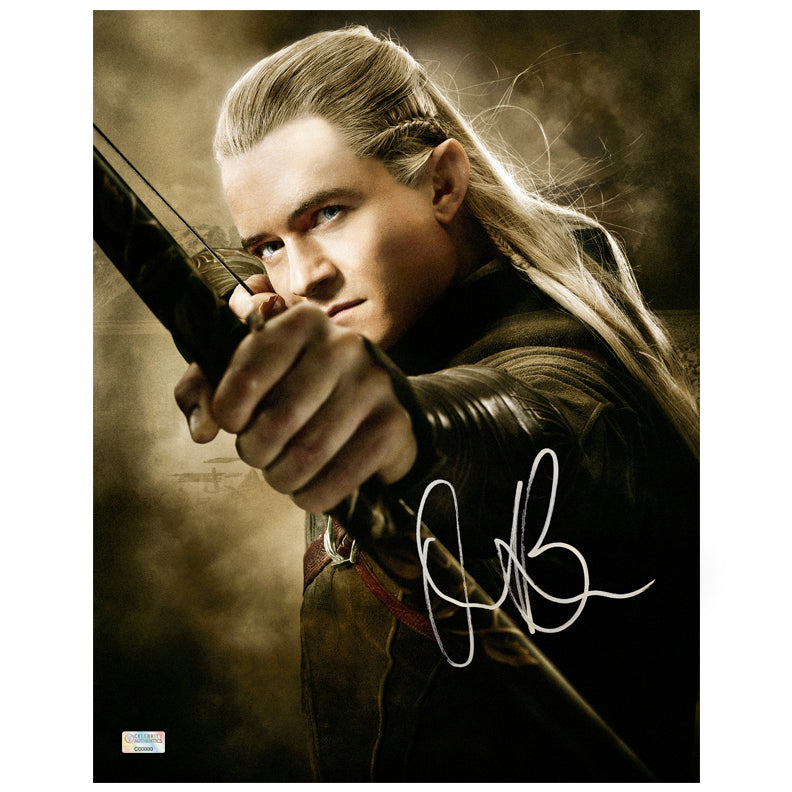 Orlando Bloom Autographed The Lord of the Rings Legolas 11x14 Action Photo
