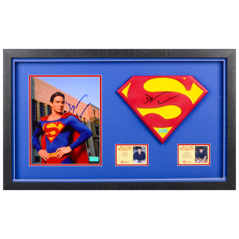 Dean Cain Autographed Lois & Clark The New Adventures of Superman 1:1 Scale Superman Emblem and 8×10 Scene Photo Framed Display Set