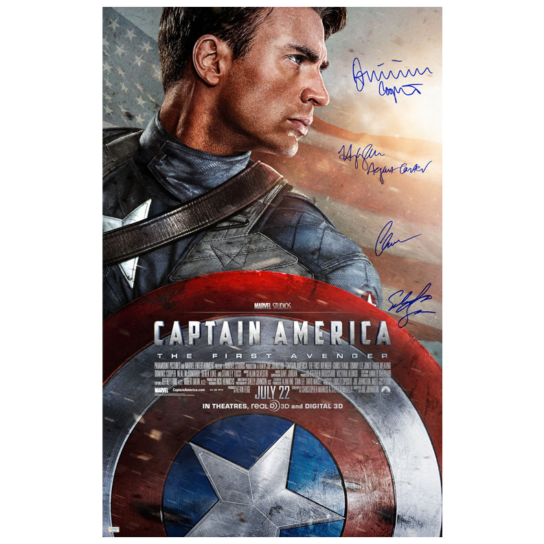 Chris Evans, Sebastian Stan, Hayley Atwell and Dominic Cooper Autographed Captain America: The First Avenger 27x40 Poster