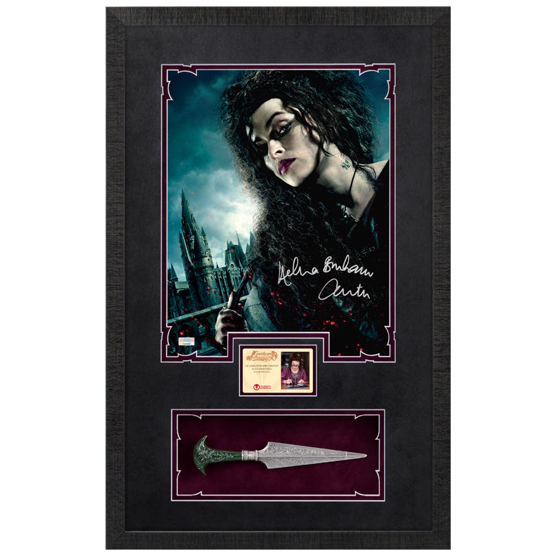 Helena Bonham Carter Autographed Harry Potter Bellatrix 11x14 Photo with Dagger Display