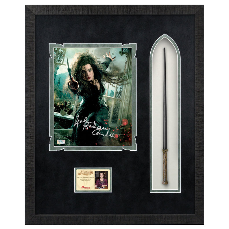 Helena Bonham Carter Autographed Harry Potter Bellatrix Lestrange 8×10 Photo With Wand Framed Display