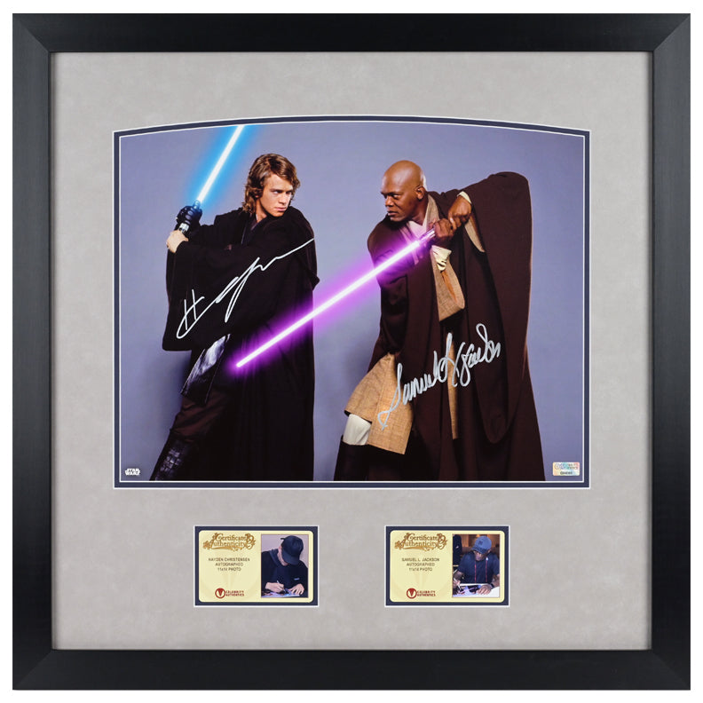 Hayden Christensen Samuel L. Jackson Autographed Star Wars Anakin Skywalker and Mace Windu 11x14 Photo