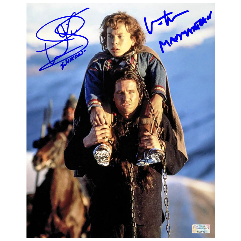 Val Kilmer, Warwick Davis Autographed Willow and Madmartigan 8×10 Scene Photo