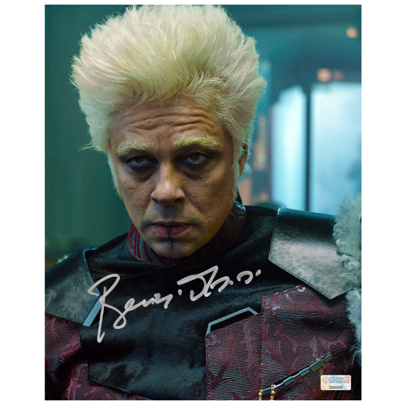 Benicio Del Toro Autographed 2014 Guardians of the Galaxy The Collector 8x10 Close Up Photo