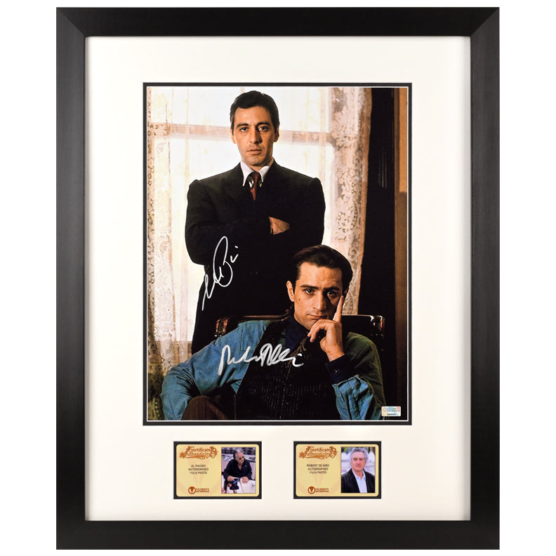 Robert De Niro, Al Pacino Autographed 1972 The Godfather Don Vito and Michael Corleone 11x14 Framed Photo