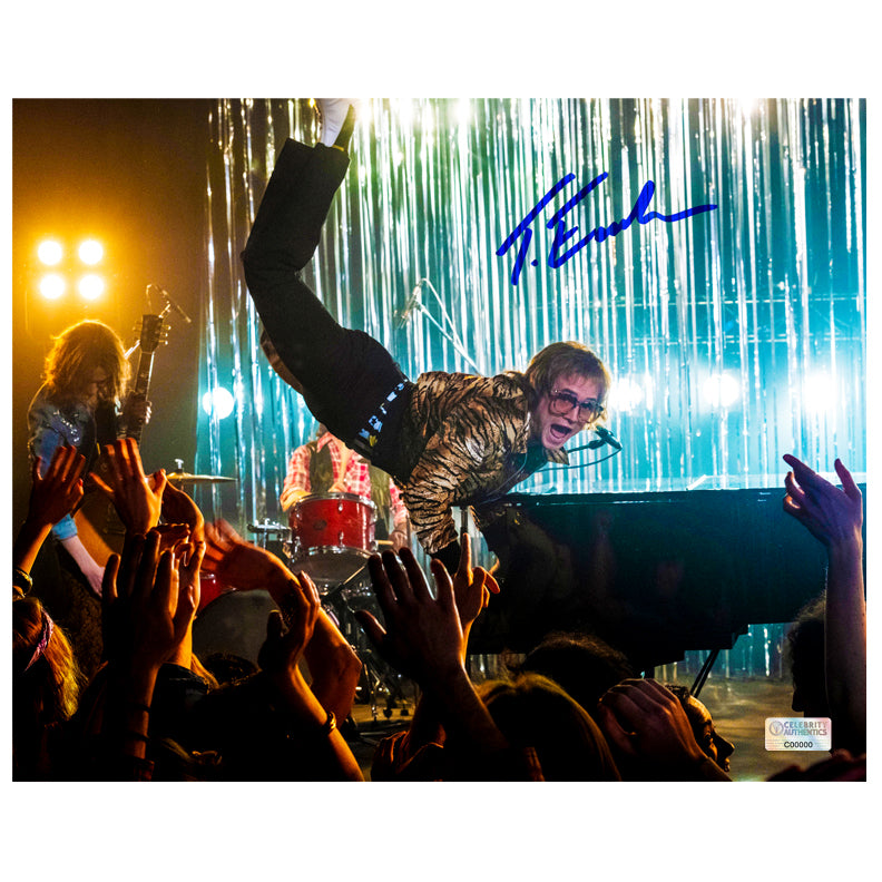 Taron Egerton Autographed Rocketman Elton John Troubadour 8x10 Photo